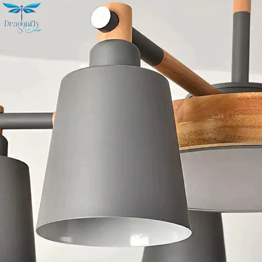 Metal Bell Hanging Light Office Restaurant Nordic Style Chandelier In Grey Finish