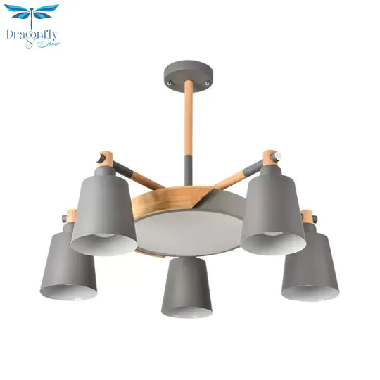 Metal Bell Hanging Light Office Restaurant Nordic Style Chandelier In Grey Finish