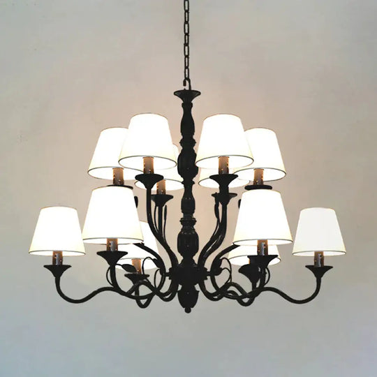 Metal Black Chandelier Lighting Cuvry Arm 10/12/16 Bulbs Vintage Ceiling Hanging Lamp With White