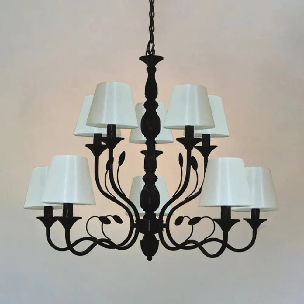 Metal Black Chandelier Lighting Cuvry Arm 10/12/16 Bulbs Vintage Ceiling Hanging Lamp With White