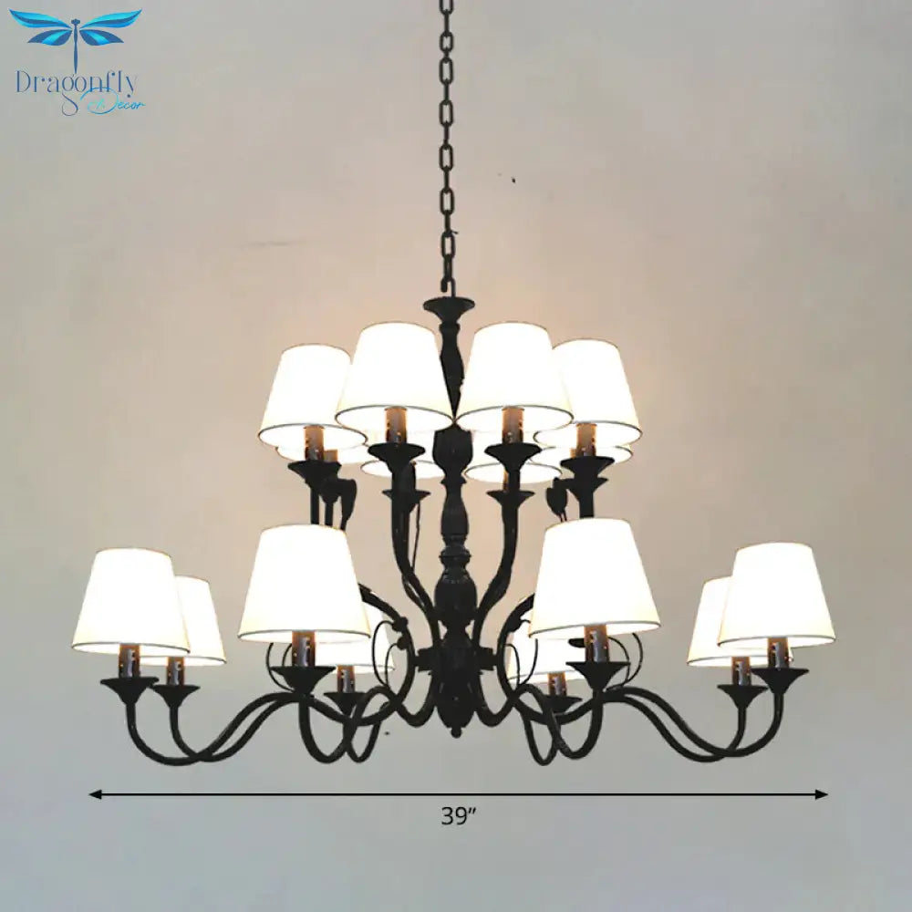 Metal Black Chandelier Lighting Cuvry Arm 10/12/16 Bulbs Vintage Ceiling Hanging Lamp With White