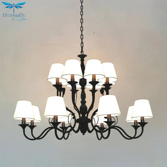Metal Black Chandelier Lighting Cuvry Arm 10/12/16 Bulbs Vintage Ceiling Hanging Lamp With White