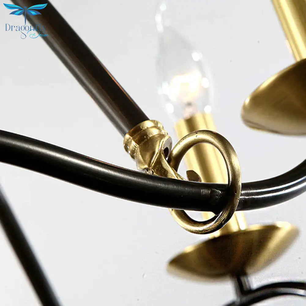 Metal Black Hanging Chandelier Candle 6/9/15 Bulbs Traditional Pendant Light Fixture For Living Room