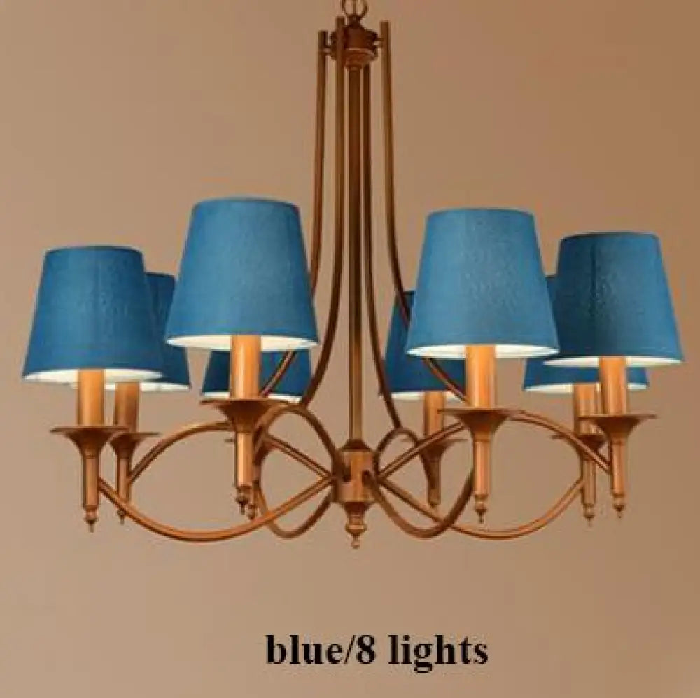 Metal Bronze Chandelier 6/8 Heads For Living Room 8 Heads Blue Pendant Lighting