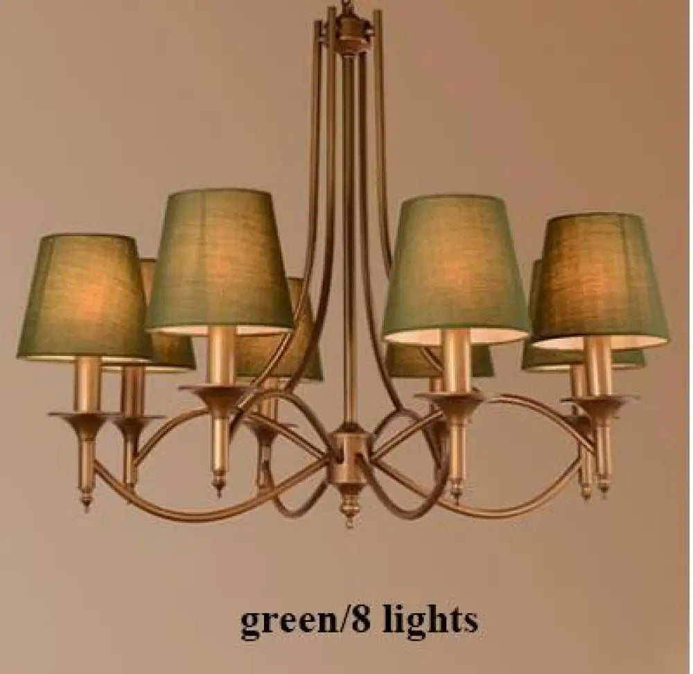 Metal Bronze Chandelier 6/8 Heads For Living Room 8 Heads Green Pendant Lighting