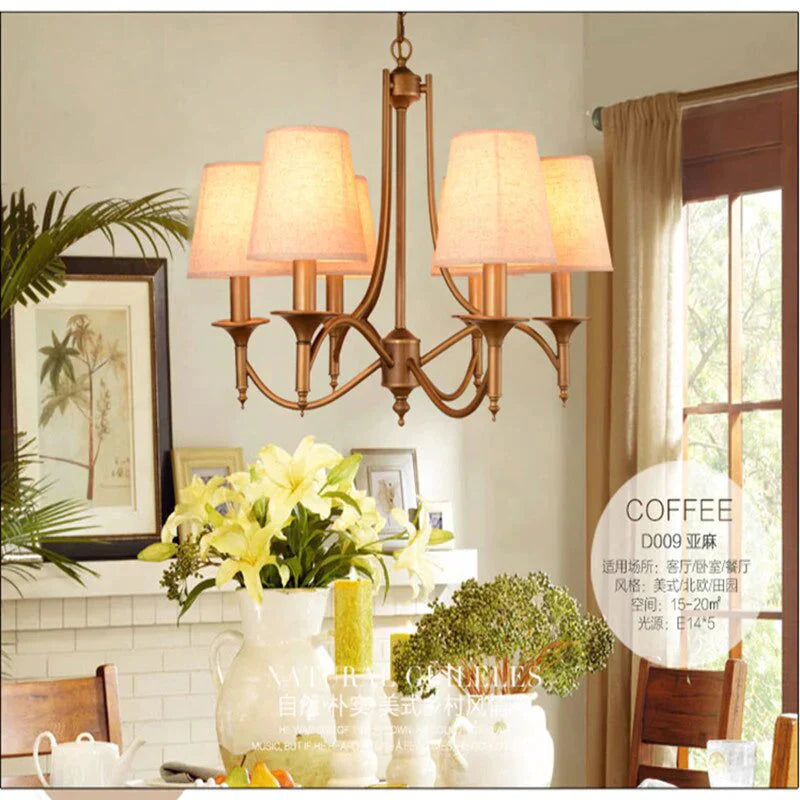 Metal Bronze Chandelier 6/8 Heads For Living Room Ceiling Light
