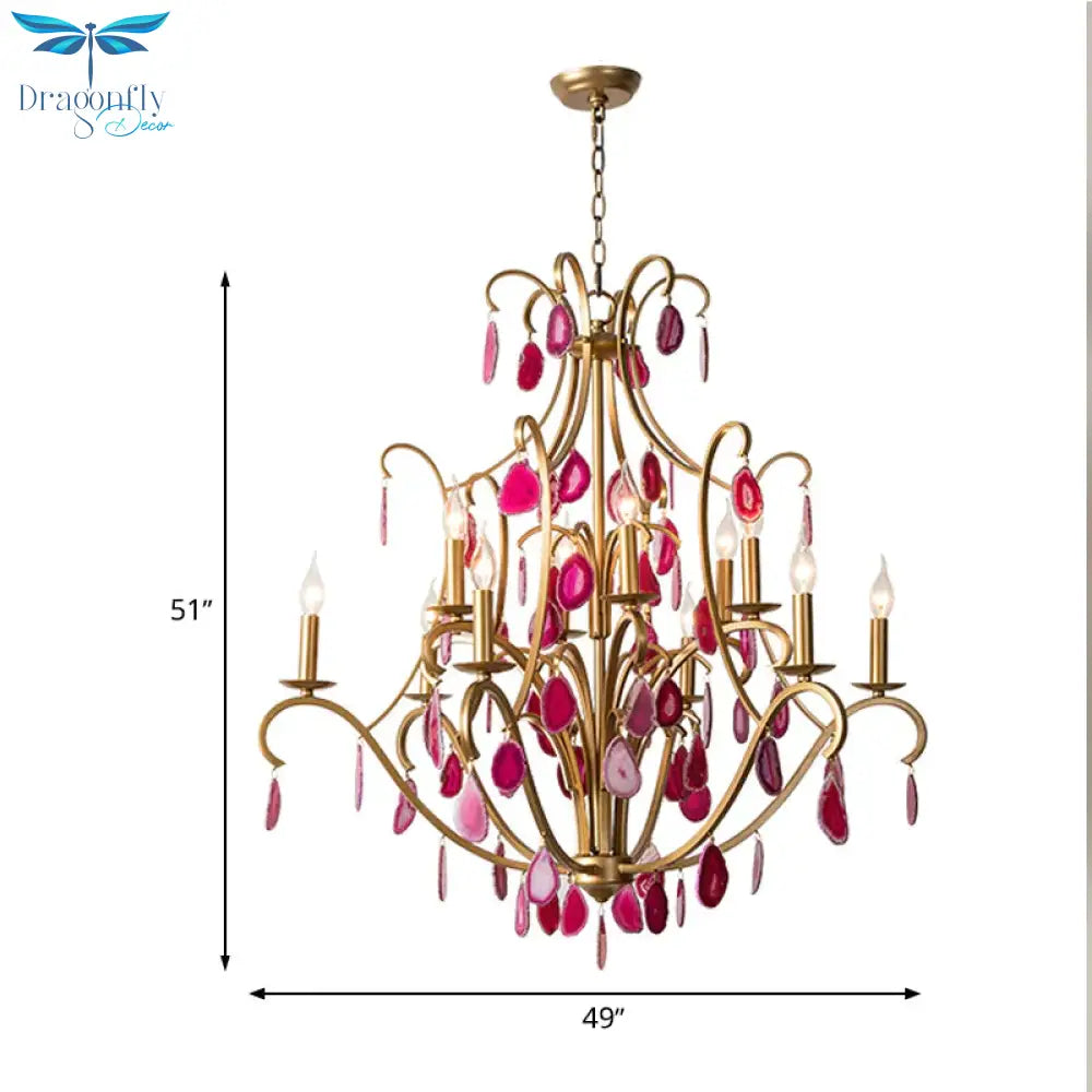 Metal Candelabra Ceiling Chandelier Rural 5/9/12 Lights Dining Room Hanging Pendant Light In
