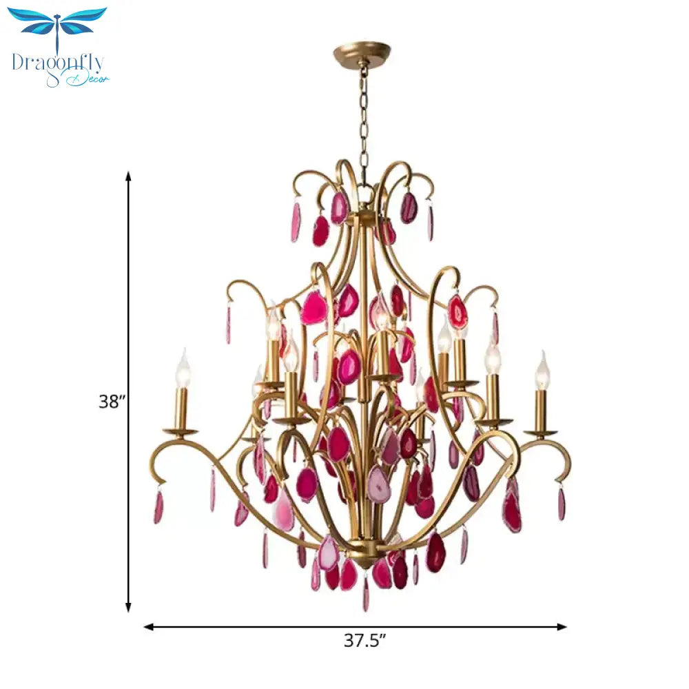 Metal Candelabra Ceiling Chandelier Rural 5/9/12 Lights Dining Room Hanging Pendant Light In
