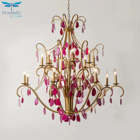 Metal Candelabra Ceiling Chandelier Rural 5/9/12 Lights Dining Room Hanging Pendant Light In
