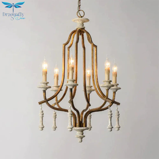 Metal Candelabra Chandelier Lamp Farmhouse 6 - Head Living Room Pendant Ceiling Light In Antique