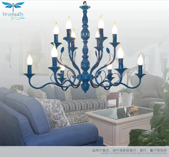 Metal Candle Shape Pendant Chandelier Vintage 10/12/16 Lights Restaurant Hanging Ceiling Lamp In