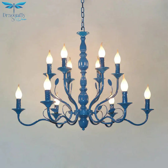Metal Candle Shape Pendant Chandelier Vintage 10/12/16 Lights Restaurant Hanging Ceiling Lamp In