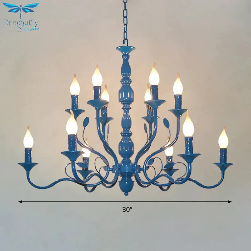 Metal Candle Shape Pendant Chandelier Vintage 10/12/16 Lights Restaurant Hanging Ceiling Lamp In