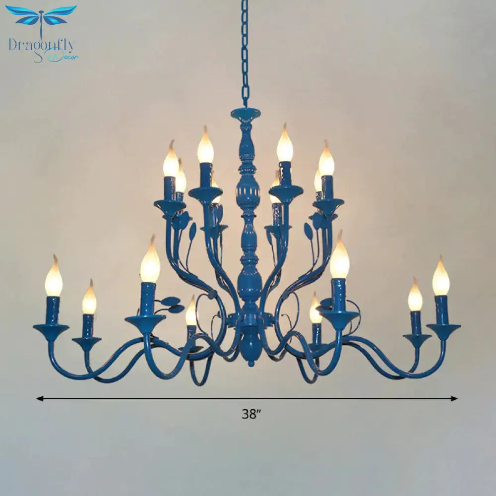 Metal Candle Shape Pendant Chandelier Vintage 10/12/16 Lights Restaurant Hanging Ceiling Lamp In