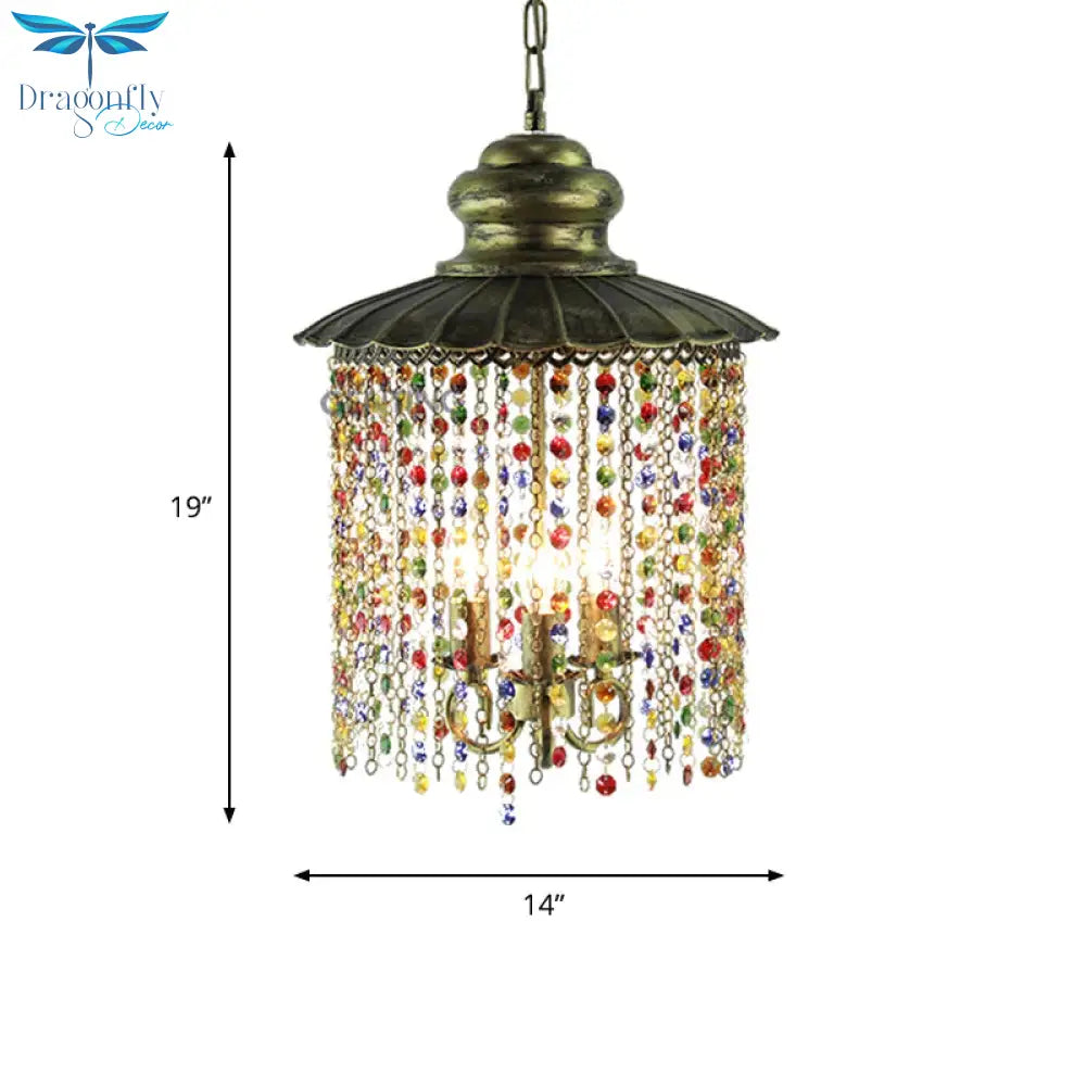 Metal Cascading Chandelier Light Fixture Decorative 3 Heads Restaurant Suspension Pendant In Bronze