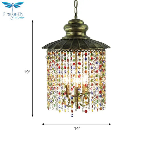 Metal Cascading Chandelier Light Fixture Decorative 3 Heads Restaurant Suspension Pendant In Bronze