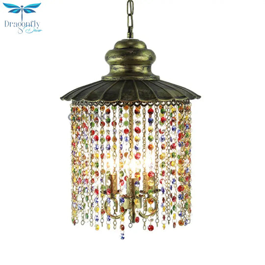 Metal Cascading Chandelier Light Fixture Decorative 3 Heads Restaurant Suspension Pendant In Bronze