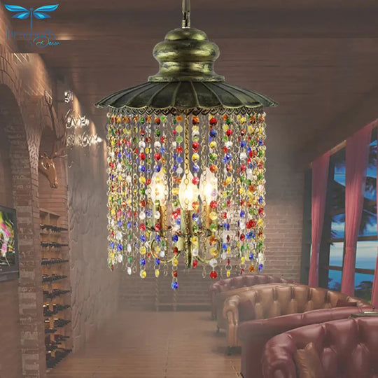 Metal Cascading Chandelier Light Fixture Decorative 3 Heads Restaurant Suspension Pendant In Bronze
