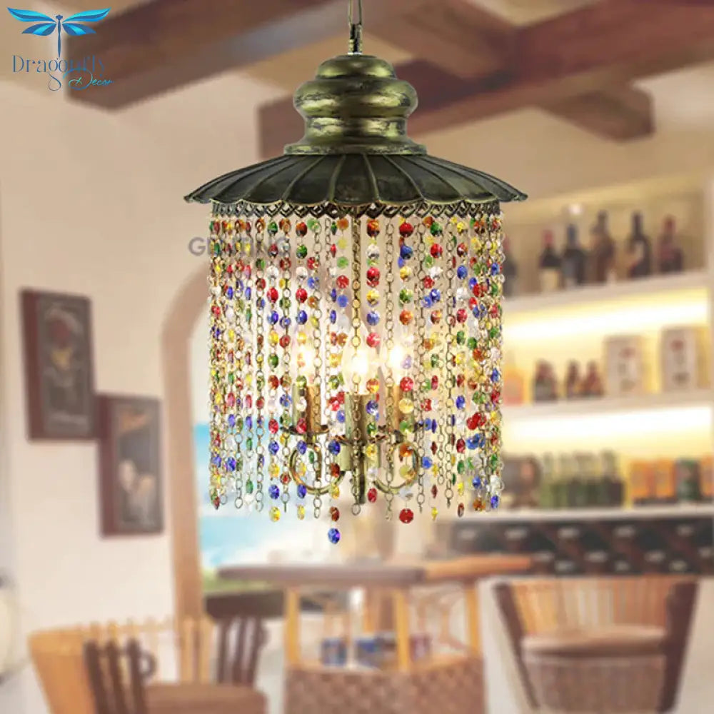 Metal Cascading Chandelier Light Fixture Decorative 3 Heads Restaurant Suspension Pendant In Bronze