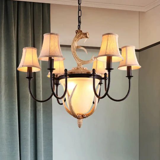 Metal Curved Armed Chandelier Lamp Traditional 9/11 Bulbs Restaurant Hanging Ceiling Light In Black