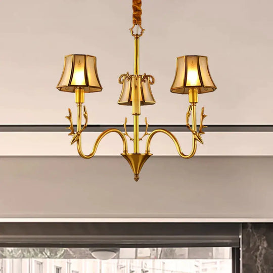 Metal Gold Chandelier Lighting Curved Arm 3/5/6 Lights Colonialist Hanging Lamp Kit 3 /
