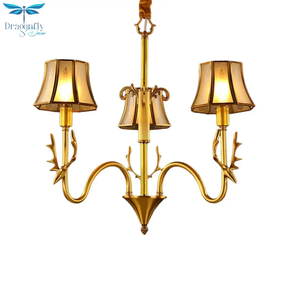 Metal Gold Chandelier Lighting Curved Arm 3/5/6 Lights Colonialist Hanging Lamp Kit