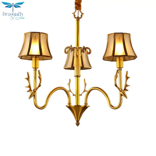 Metal Gold Chandelier Lighting Curved Arm 3/5/6 Lights Colonialist Hanging Lamp Kit