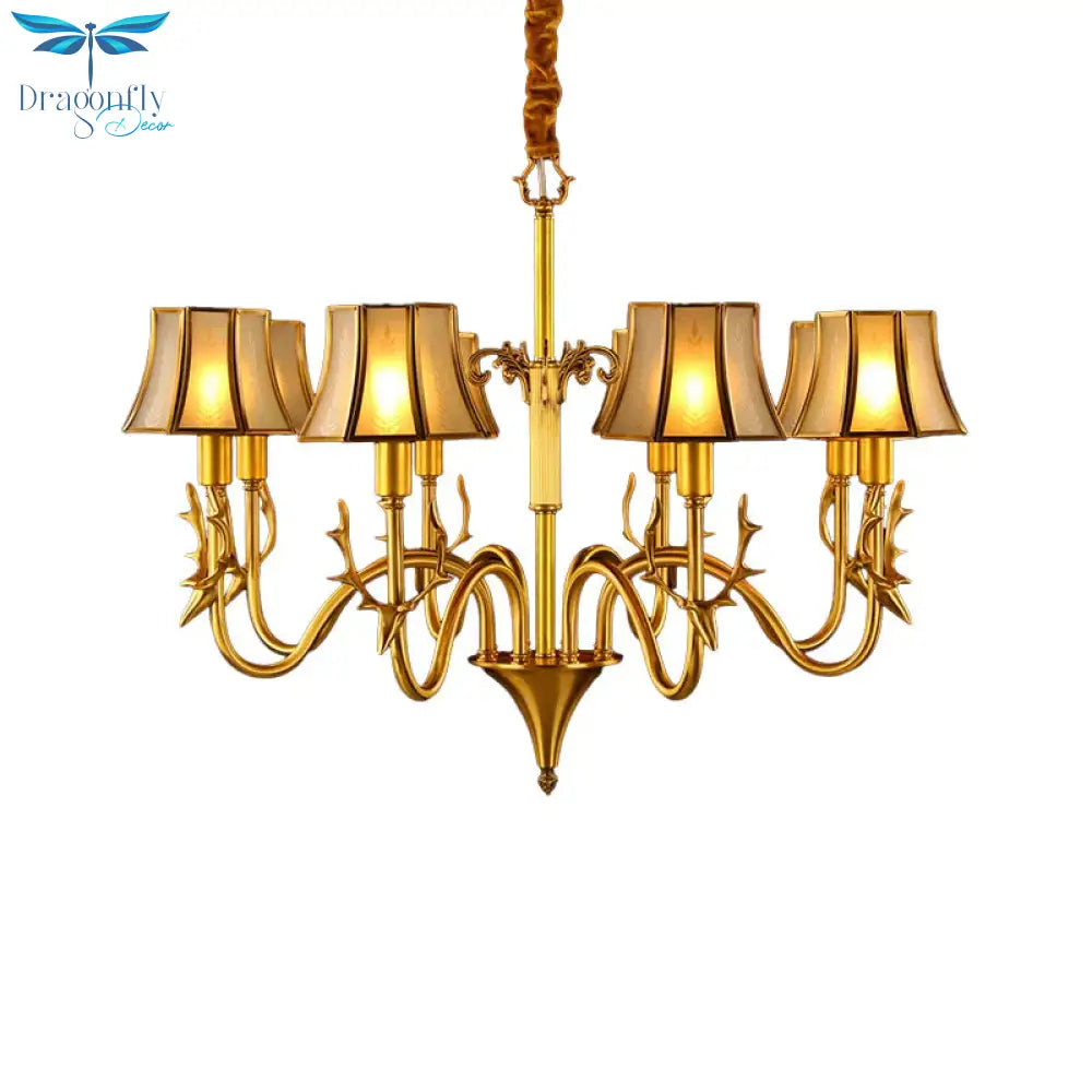 Metal Gold Chandelier Lighting Curved Arm 3/5/6 Lights Colonialist Hanging Lamp Kit