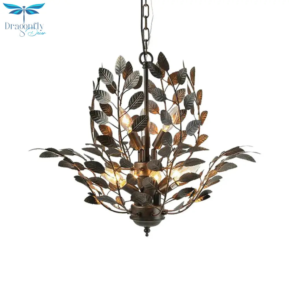 Metal Rust Chandelier Light Branching 8 Lights Farmhouse Ceiling Lighting Fixture