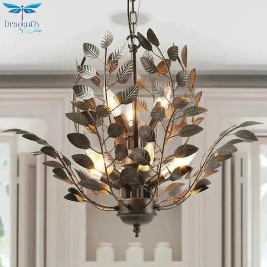 Metal Rust Chandelier Light Branching 8 Lights Farmhouse Ceiling Lighting Fixture