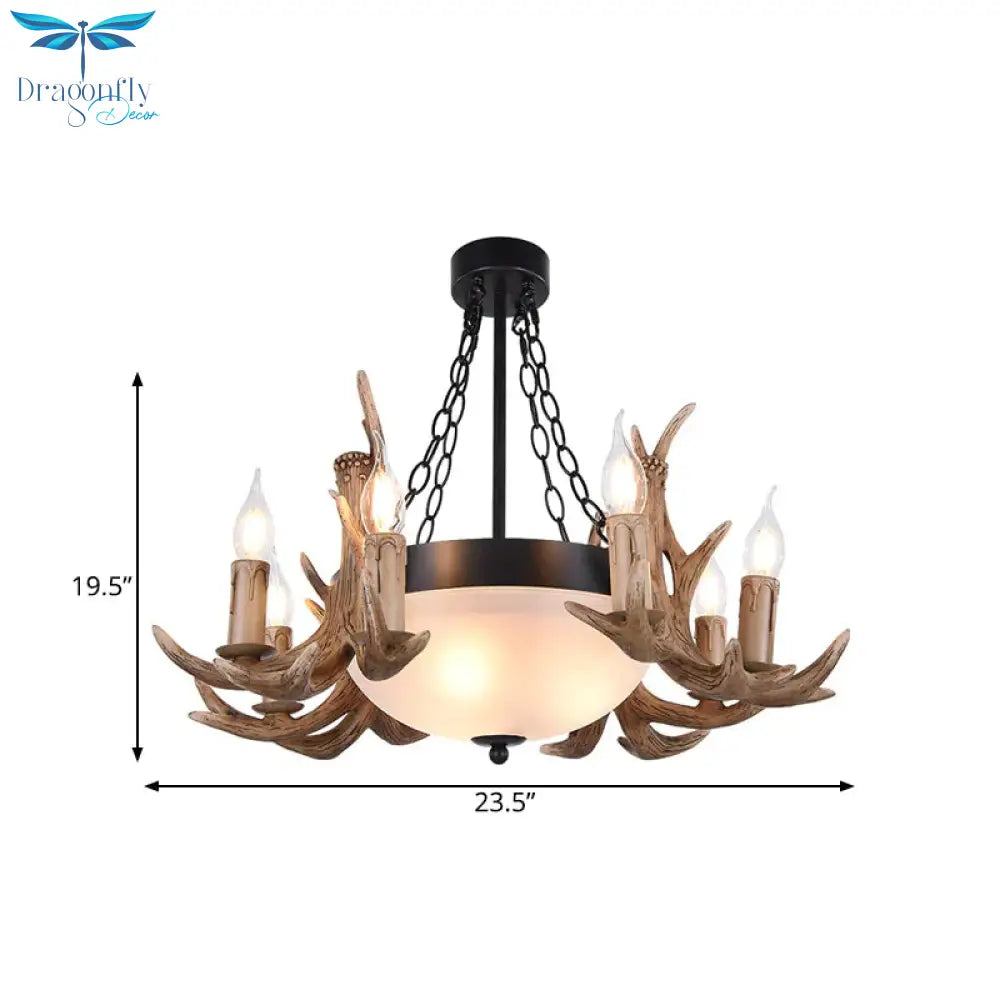 Metal Semi Sphere Chandelier Lamp Contemporary 11 - Head Restaurant Pendant Ceiling Light In Brown