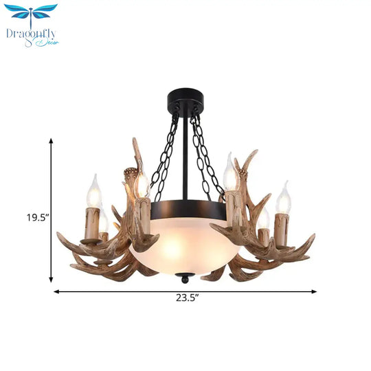 Metal Semi Sphere Chandelier Lamp Contemporary 11 - Head Restaurant Pendant Ceiling Light In Brown