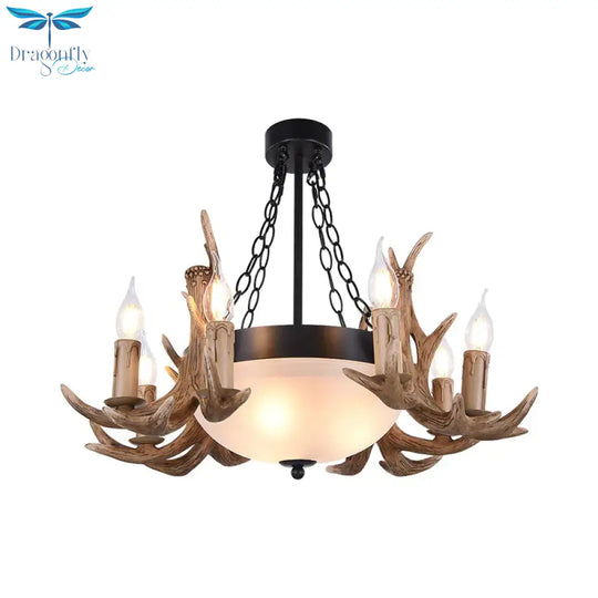 Metal Semi Sphere Chandelier Lamp Contemporary 11 - Head Restaurant Pendant Ceiling Light In Brown