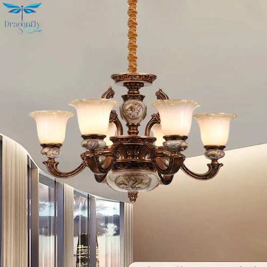 Metal Swooping Arm Ceiling Chandelier Traditional Style 6/8 Lights For Living Room Dining Room