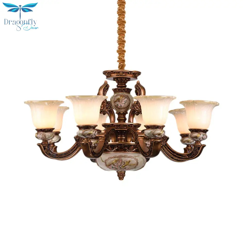 Metal Swooping Arm Ceiling Chandelier Traditional Style 6/8 Lights For Living Room Dining Room