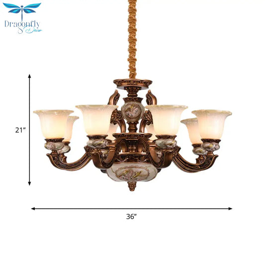 Metal Swooping Arm Ceiling Chandelier Traditional Style 6/8 Lights For Living Room Dining Room