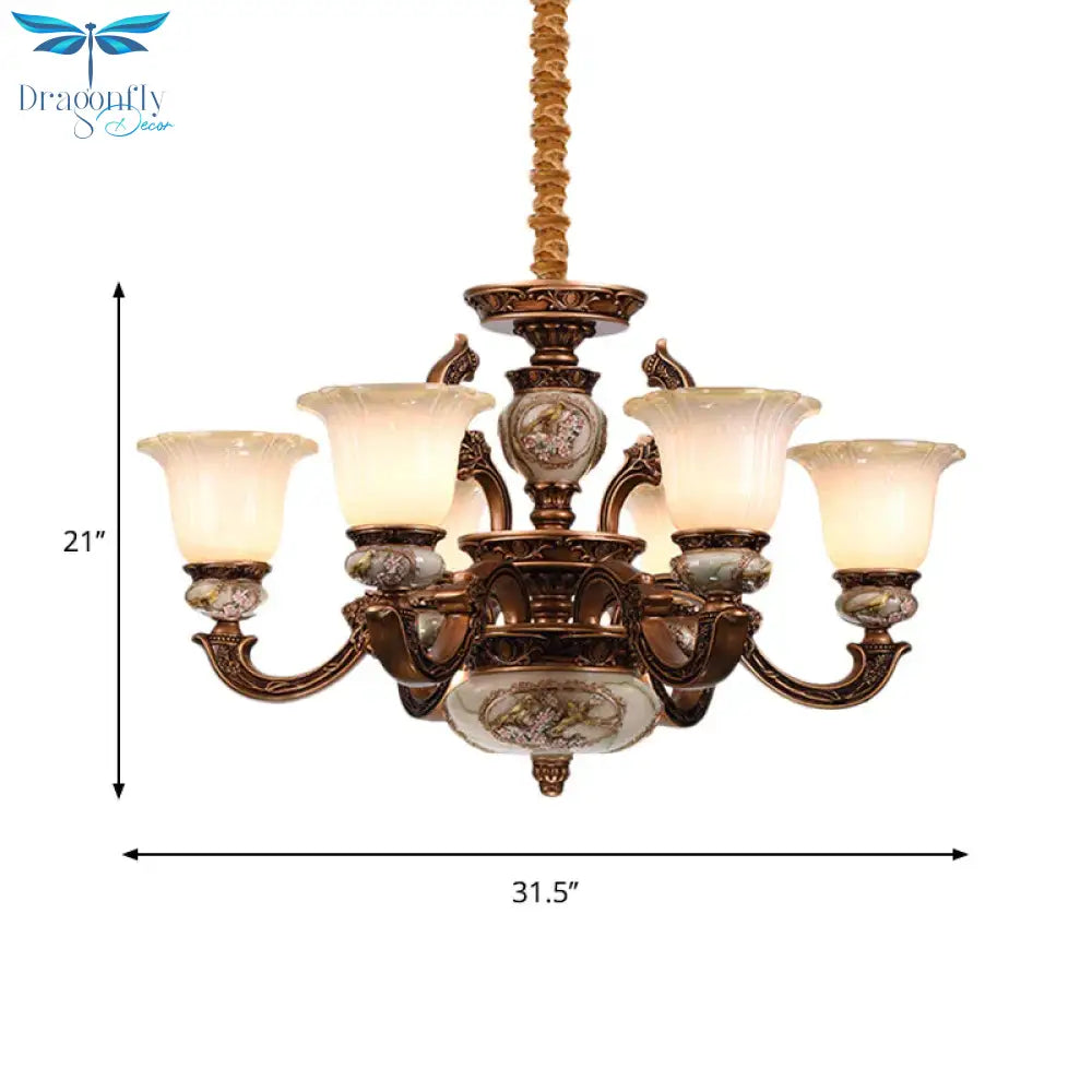 Metal Swooping Arm Ceiling Chandelier Traditional Style 6/8 Lights For Living Room Dining Room