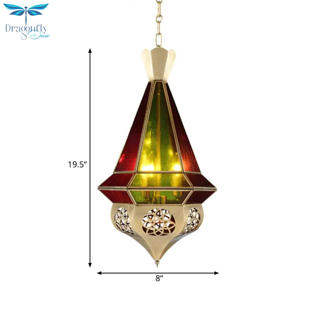 Metal Tapered Hanging Pendant Art Deco 3 - Light Restaurant Ceiling Chandelier With Hollow Decor
