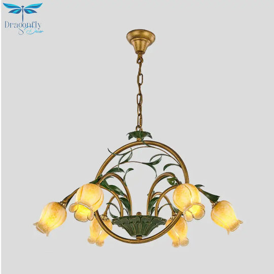 Metal Tulip Ceiling Chandelier Romantic Pastoral 6/8/10 Bulbs Living Room Led Hanging Pendant Light
