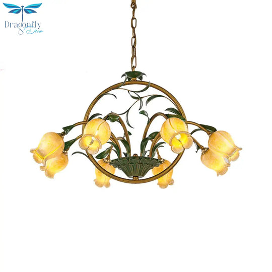 Metal Tulip Ceiling Chandelier Romantic Pastoral 6/8/10 Bulbs Living Room Led Hanging Pendant Light
