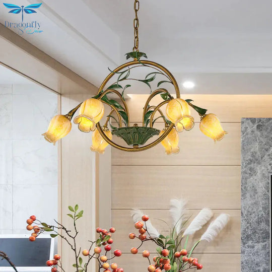 Metal Tulip Ceiling Chandelier Romantic Pastoral 6/8/10 Bulbs Living Room Led Hanging Pendant Light