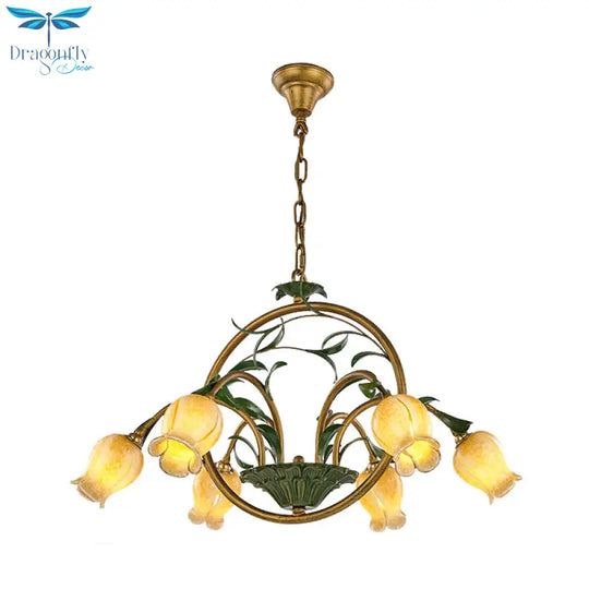 Metal Tulip Ceiling Chandelier Romantic Pastoral 6/8/10 Bulbs Living Room Led Hanging Pendant Light