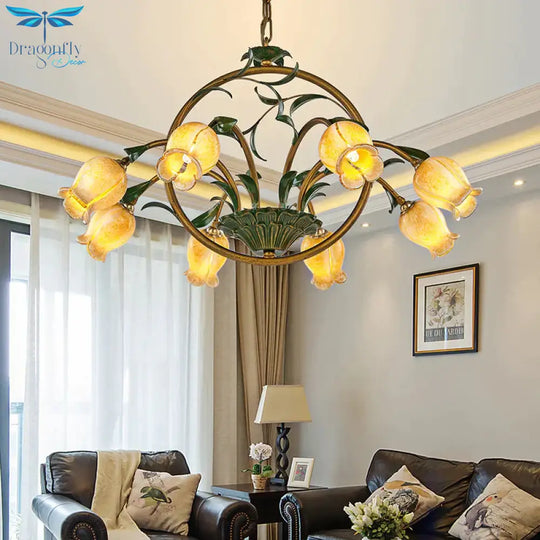 Metal Tulip Ceiling Chandelier Romantic Pastoral 6/8/10 Bulbs Living Room Led Hanging Pendant Light