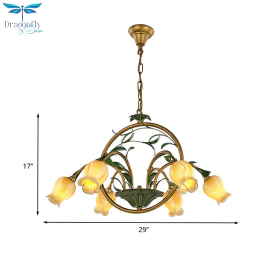 Metal Tulip Ceiling Chandelier Romantic Pastoral 6/8/10 Bulbs Living Room Led Hanging Pendant Light