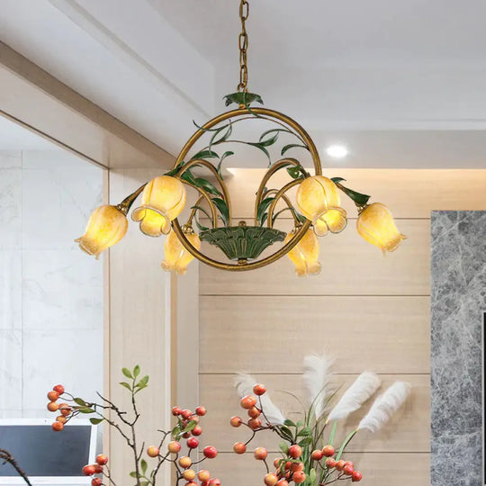 Metal Tulip Ceiling Chandelier Romantic Pastoral 6/8/10 Bulbs Living Room Led Hanging Pendant Light