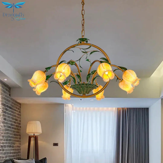 Metal Tulip Ceiling Chandelier Romantic Pastoral 6/8/10 Bulbs Living Room Led Hanging Pendant Light