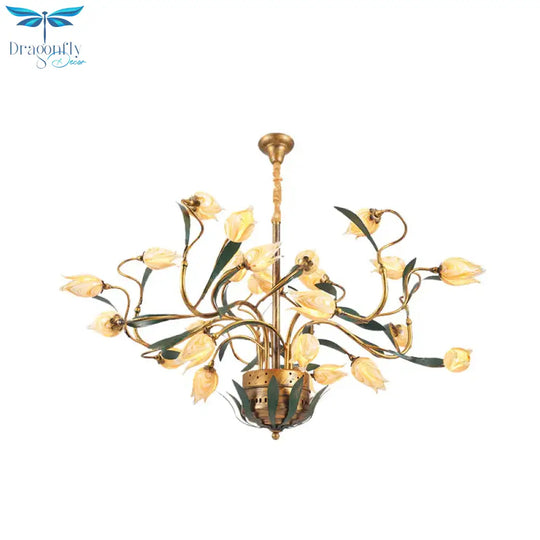 Metal Tulip Chandelier Light Fixture American Garden 25 Lights Dining Room Led Ceiling Pendant In