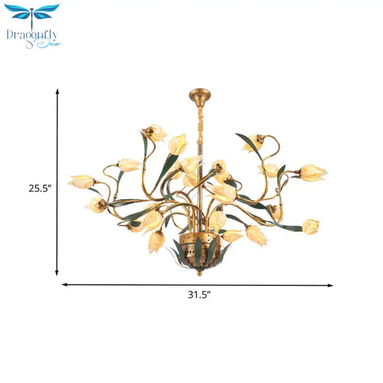 Metal Tulip Chandelier Light Fixture American Garden 25 Lights Dining Room Led Ceiling Pendant In