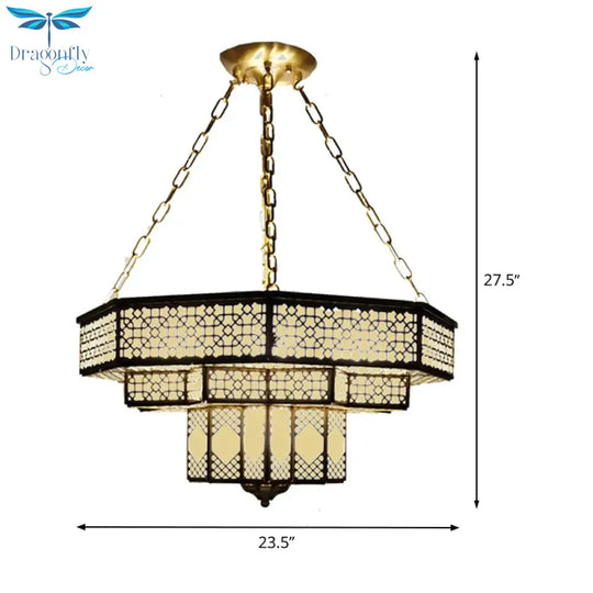 Metallic Brass Flush Lamp Fixture Geometric 7 Lights Traditional Semi Mount