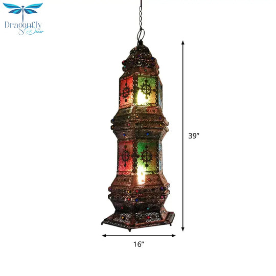 Metallic Copper Pendant Lighting Tower Shape 2 - Head Arab Chandelier Lamp For Coffee House